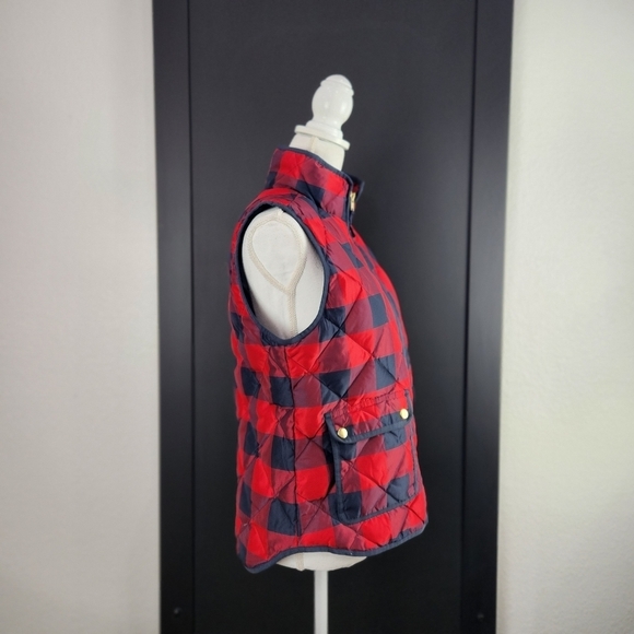 J. Crew Red & Navy Buffalo Plaid Down Puffer Vest Size Small - Picture 8 of 14